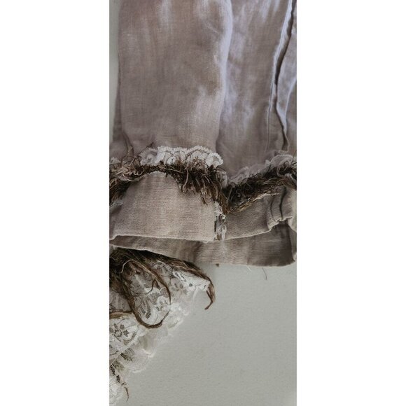 Chicos Pants Womens Linen Cropped ripped Lace & Fringe Hem Size 2.5 Short FLAWS - Picture 9 of 16